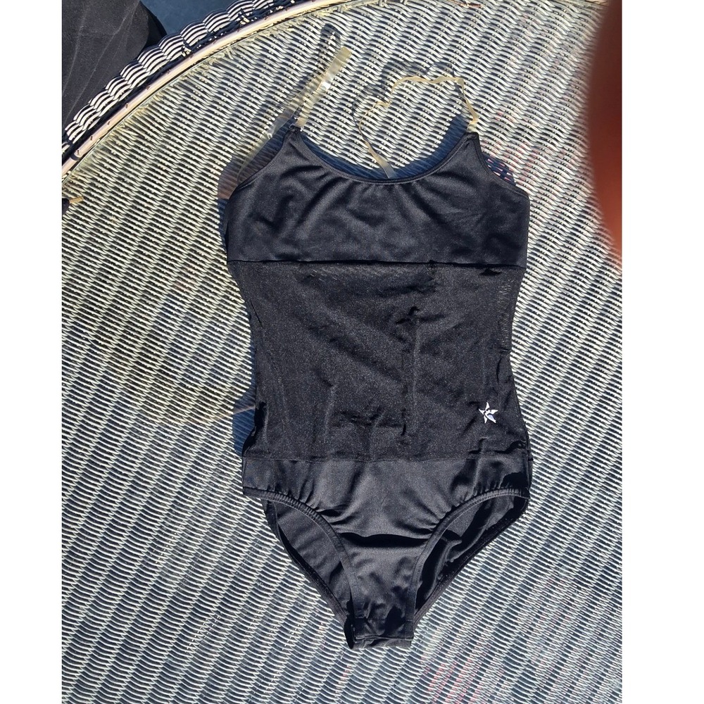 AthleticFlex Conversion Leotard with Mesh Midriff Black size A M